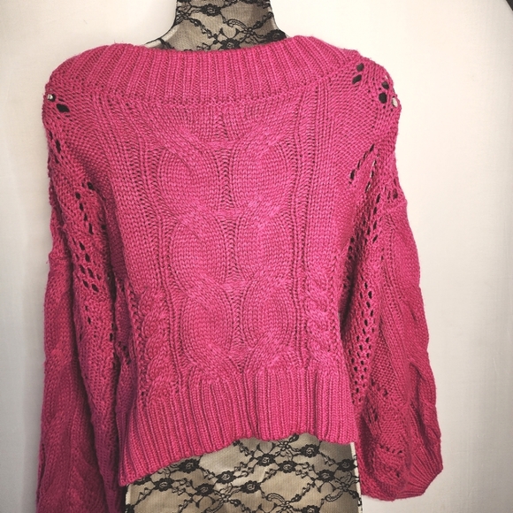 Ebbi And I Hot Pink Sweater Oversized M Baloon Sleeves - Picture 2 of 6